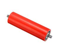 PATIKIL Rodillo Transportador Recubierto de Poliuretano de 4" de Diámetro y 8" de Longitud 1 Paquete de Acero Inoxidable Pieza de Repuesto de Transmisión Galvanizada Extremo Rojo