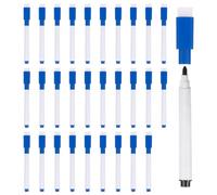 PATIKIL Rotuladores para Pizarra Blanca, Paquete de 100, Tinta Azul, Punta Fina, Baja Emisión de Olores, con Tapa Borradora para Oficina, Hogar y Aula, Varilla Blanca