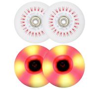 PATIKIL Ruedas de Patines en Línea con Luces de Colores 80mm, 4 Piezas de Ruedas de Patines en Línea LED Parpadeantes 90A PU con Rodamientos para Reemplazo de Scoote, Rojo