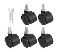 PATIKIL Ruedas De Repuesto Para Silla De Oficina 1", 5 Pcs Ruedas De Nylon De Alta Resistencia Para Muebles De Oficina Con Llave Universal Para Suelo, Negro (Vástago Con Tornillo)