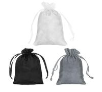 PATIKIL Satén Bolsos con Cordón 3 Paquete 4x6 Pulgadas Boda Recuerdo Bolso Mini Regalo Embalaje Bolsas para Cumpleaños Navidad Joyas Fiesta Negro Gris Blanco