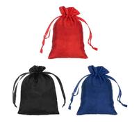PATIKIL Satén Bolsos con Cordón 3 Paquete 4x6 Pulgadas Boda Recuerdo Bolso Mini Regalo Embalaje Bolsas para Cumpleaños Navidad Joyas Fiesta Negro Rojo Marino Azul