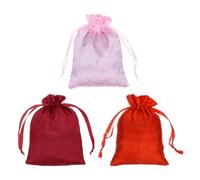 PATIKIL Satén Bolsos con Cordón 3 Paquete 4x6 Pulgadas Boda Recuerdo Bolso Mini Regalo Embalaje Bolsas para Cumpleaños Navidad Joyas Fiesta Rojo Borgoña Rosa