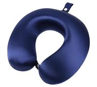 PATIKIL Seda Almohada de Viaje, 22 Momme Real Seda 100% Memoria Espuma Relleno Cuello Almohada para Avión Tren Dormir Anti Arrugas Almohada Cabeza Cuello Soporte, Marina Azul