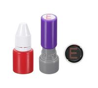 PATIKIL Sellos de Letras, Carácter E 7mm Sello de Alfabeto A-Z Sello Inicial Mini Sello con Tinta de Recarga para Cuaderno de Clase, Álbum de Recortes, Manualidades DIY, Cáscara Morada