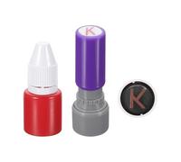 PATIKIL Sellos de Letras, Carácter K 7mm Sello de Alfabeto A-Z Sello Inicial Mini Sello con Tinta de Recarga para Cuaderno de Clase, Álbum de Recortes, Manualidades DIY, Cáscara Púrpura