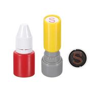 PATIKIL Sellos de Letras, Carácter S 7mm Sello de Alfabeto A-Z Sello Inicial Mini Sello con Tinta de Recarga para Cuaderno de Clase, Álbum de Recortes, Manualidades DIY, Cáscara Amarilla