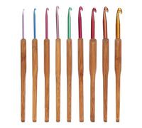 PATIKIL Set de Ganchillos de Ganchillo, 9 Pcs Set de Ganchillo con Mango de Bambú Juego de Agujas de Ganchillo Ergonómicas para Tejer Kit de Agujas, Multicolor