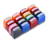 PATIKIL Set de Sellos de Oficina Autoentintables, Pack de 16 Sellos de Mensajes Recargables de Goma para Negocios en Casa, Multicolor