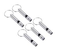 PATIKIL Silbato de Emergencia, Pack de 5 Silbatos de Aluminio con Sonido Fuerte para Llavero, Seguridad y Supervivencia al Aire Libre para Navegación, Camping, Plata