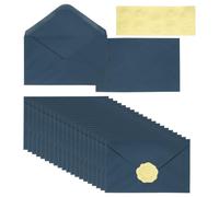 PATIKIL Sobres 4,25x6,2 20Juegos Azul Oscuro Forma V Etiqueta Dorada | Autosellantes, Lote Tamaño A4, para Invitaciones Boda Graduación Negocios Tarjetas 4x6