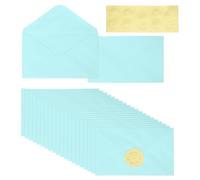 PATIKIL Sobres 4,25x6,2, 50 Juegos, Azul Claro | Forma de V Autosellantes a Granel, Pegatina Dorada, para Invitaciones Bodas Graduación Negocios Tarjetas Saludo, A4 y 4x6