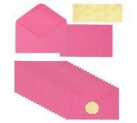 PATIKIL Sobres 4,25x6,2 50 Juegos Rosa Intenso En forma de V | Con Etiqueta Dorada, Autosellante, Lote Tamaño A4, para Invitaciones, Boda, Graduación, Negocio, Tarjetas 4x6