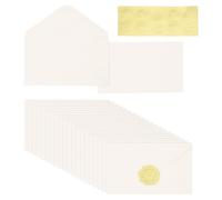 PATIKIL Sobres Pequeños 50 Juegos 4,25x6,2 Beige Autosellante | Forma de V con Pegatina Dorada, Tamaño A4, para Invitaciones, Bodas, Graduación, Negocios, Tarjetas de Felicitación 4x6