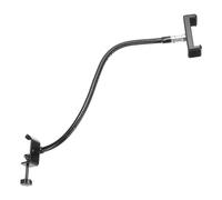 PATIKIL Soporte de Micrófono de Escritorio con Cuello de Cisne de 18,5" con Brazo Flexible y Clip Clip de Teléfono de 3/8" a 5/8" para Canto y Discursos Color Negro