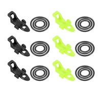 PATIKIL Sujetador de Anzuelos de Pesca, Paquete de 6 Accesorios de Plástico para Sostener Señuelos de Pesca con 3 Tamaños de Anillos de Goma para Caña de Pescar, Negro, Verde