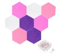 PATIKIL Tablón de Anuncios de Fieltro de 28 x 24 cm, 8 Pcs Baldosas Hexagonales Autoadhesivas de Fieltro para Insonorización, Paneles de Pared con 30 Chinchetas para Casa, Oficina, Set-D