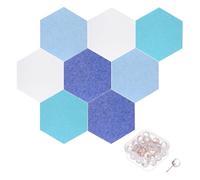PATIKIL Tablón de Anuncios de Fieltro de 28 x 24 cm, 8 Pcs Baldosas Hexagonales Autoadhesivas de Fieltro para Insonorización, Paneles de Pared con 30 Chinchetas para Oficina en Casa, Set-E