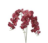 PATIKIL Tallos De Orquídea Artificial 41", Paquete De 3 con 9 Cabezas Flores Falsas Phalaenopsis con Tacto Real Rama De Orquídea Falsa para Jarrón Decoración De Bodas Negro Rojo