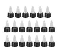 PATIKIL Tapas de Botella Twist 20/410 20 Piezas de Tapas de Repuesto de Botella de Plástico con Borde Acanalado y Junta de Espuma Cefluvio Negro