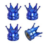 PATIKIL Tapas de Válvula de Neumático Crown, 4 Pcs Tapas de Válvula de Neumático para Vehículos Coche Tapas de Aire de Goma Universal para Bicicleta SUV Automóvil, Azul