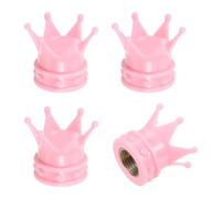 PATIKIL Tapas de Válvula de Neumático Crown, 4 Pcs Tapas de Válvula de Neumático para Vehículos Coche Tapas de Aire de Goma O Universal para Bicicleta SUV Automóvil, Rosa