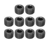 PATIKIL Tapón de Tubería Macho de 1/4Pt con Hexágono Interno, 10 Piezas de Juego de Tapones de Tubería de Acero Inoxidable Sólido con Hexágono Hundido para Tanques de Aire, Color Negro