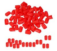 PATIKIL Tapones de Extremo de Goma Redondos 9mm ID, 100Pcs Protectores de Rosca de Tornillo, Cubiertas Tapas Vinilo de Pernos de Tubo Redondo, Rojo