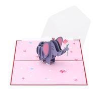 PATIKIL Tarjetas de Felicitación, Tarjetas de Agradecimiento de Elefante Tarjeta de Cumpleaños con Sobre y Tarjeta de Nota en Blanco 3D para Aniversario Día de San Valentín, Rojo