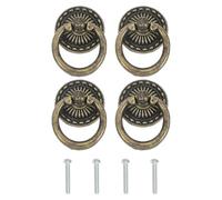 PATIKIL Tirador De Un Solo Agujero 1.89x1.34, 4 Pcs Tiradores De Cajón Con Tornillos Para Gabinete Caja De Madera Armario Alacena Cómoda Hardware De Muebles, Tono Bronce