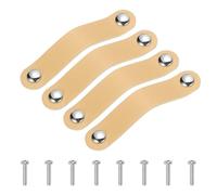 PATIKIL Tiradores de cajón de cuero, 4 Pzas Manija de cuero para gabinete con doble agujero y tornillos para baño cocina cómoda armario puerta, Beige