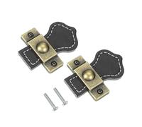 PATIKIL Tiradores de cajón de cuero de 2 pulgadas con hoja de hierro, 4 piezas de correa de cuero, manijas de cajón, manijas de gabinete, accesorios de repuesto de un solo agujero con tornillos de 22