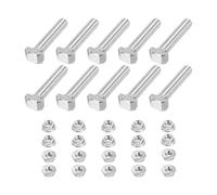 PATIKIL Tornillo de Cabeza Martillo T M5x25, 10 Pcs T Slot Drop In Bolt Hammer Head Bolts con 10 Pcs de Tuerca Hexagonal con Brida para Perfil de Aluminio Estándar Europeo de la Serie 2020