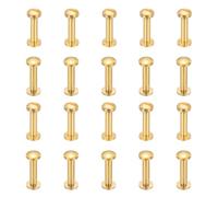 PATIKIL Tornillos Chicago 20 Juegos M4x20mm Latón Pulido Tornillo Redondo Hembra Tornillo Chicago Phillips Poste De Sujeción Remaches Para Cinturones De Fotos Álbumes De Recortes Dorado