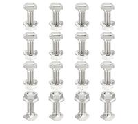 PATIKIL Tornillos de ranura en T M5 x 16 mm, 16 juegos de cabeza de martillo con tuercas hexagonales de brida en T, tornillo deslizante para perfil de extrusión de aluminio serie 20, plateado