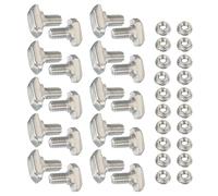 PATIKIL Tornillos de Ranura en T M6 x 14 mm, 20 Juegos Pernos de Caída con Cabeza de Martillo y Tuercas Hexagonales con Brida para Perfil de Extrusión de Aluminio de Serie 30, Plata