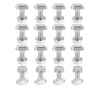 PATIKIL Tornillos de ranura en T M6 x 16 mm, 16 juegos de cabeza de martillo con tuercas hexagonales de brida en T, tornillo deslizante para perfil de extrusión de aluminio serie 30, plateado