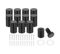 PATIKIL Tornillos soporte 16x25mm, paquete de 12, soportes metálicos para montaje en pared de acero inoxidable, clavos publicitarios para colgar cuadros acrílicos, negros
