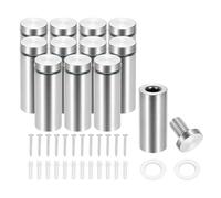 PATIKIL Tornillos soporte 19x50mm, Pack de 12, Separadores de pared para letreros de acero inoxidable, Hardware de montaje para colgar cuadros de acrílico, Plateado