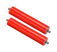 PATIKIL Transportador Poliuretano Recubierto Rodillo 2" Diámetro 10" Longitud, 2 Paquete Inoxidable Acero Transmisión Reemplazo Pieza Galvanizado Extremo, Rojo