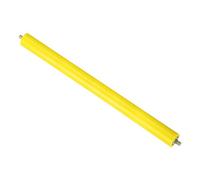 PATIKIL Transportador Poliuretano Recubierto Rodillo 2" Diámetro 24" Longitud, 1 Paquete Inoxidable Acero Transmisión Reemplazo Parte Galvanizado Extremo, Amarillo