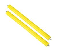 PATIKIL Transportador Poliuretano Recubierto Rodillo 2" Diámetro 24" Longitud, 2 Paquete Inoxidable Acero Transmisión Reemplazo Parte Galvanizado Extremo, Amarillo