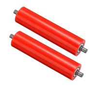 PATIKIL Transportador Poliuretano Recubierto Rodillo 2" Diámetro 8" Longitud, 2 Paquete Inoxidable Acero Transmisión Reemplazo Pieza Galvanizado Extremo, Rojo