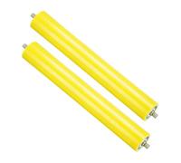 PATIKIL Transportador Poliuretano Recubierto Rodillo 4" Diámetro 16" Longitud, 2 Paquete Inoxidable Acero Transmisión Reemplazo Parte Galvanizado Extremo, Amarillo