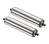 PATIKIL Transportador Rodillo 2" Diámetro 10" Longitud, 2 Paquete Inoxidable Acero Gravedad Transmisión Reemplazo Pieza Galvanizado Extremo, Plata