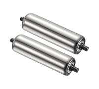 PATIKIL Transportador Rodillo 3.5" Diámetro 10" Longitud, 2 Paquete Inoxidable Acero Transmisión Reemplazo Parte Galvanizado Final, Plata