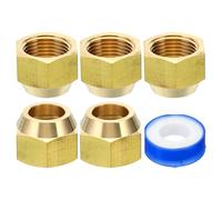 PATIKIL Tuerca de Latón de 5/8 SAE, 5 Unidades, Accesorio de Tubo de Cobre de 45 Grados Con Cinta para Línea de Aire Acondicionado, Agua y Gas, Brillante
