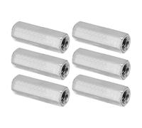 PATIKIL Tuercas de Acoplamiento Hexagonal de Acero Inoxidable 304, M5 x 0.8-Paso, 6Pcs 25mm/1" Largo Roscada Completa Gruesa Conector de Pernos, Tono Plateado