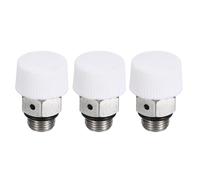 PATIKIL Válvulas manuales de purga de aire con rosca macho BSP de 1/8", paquete de 3, válvula de tapón de latón niquelado sin necesidad de llave, colores plateado y blanco