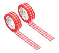PATIKIL Washi Tape 0.59 Pulgadas X 10.93 Yardas, 2 Rollos de Pegatinas Autoadhesivas con Patrón de Rejilla para Decoración de Manualidades, Color Rojo